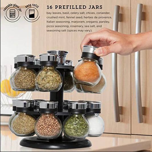 360 Degree Revolving 16 Pieces Spice Rack