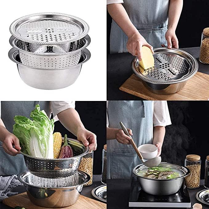 3 in 1 Stainless Steel Multifunctional Grater & Drain Wash